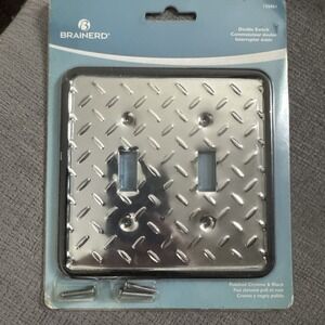 Brainerd Diamond Plate Polished Chrome Double Toggle Wall Plate Mancave Father